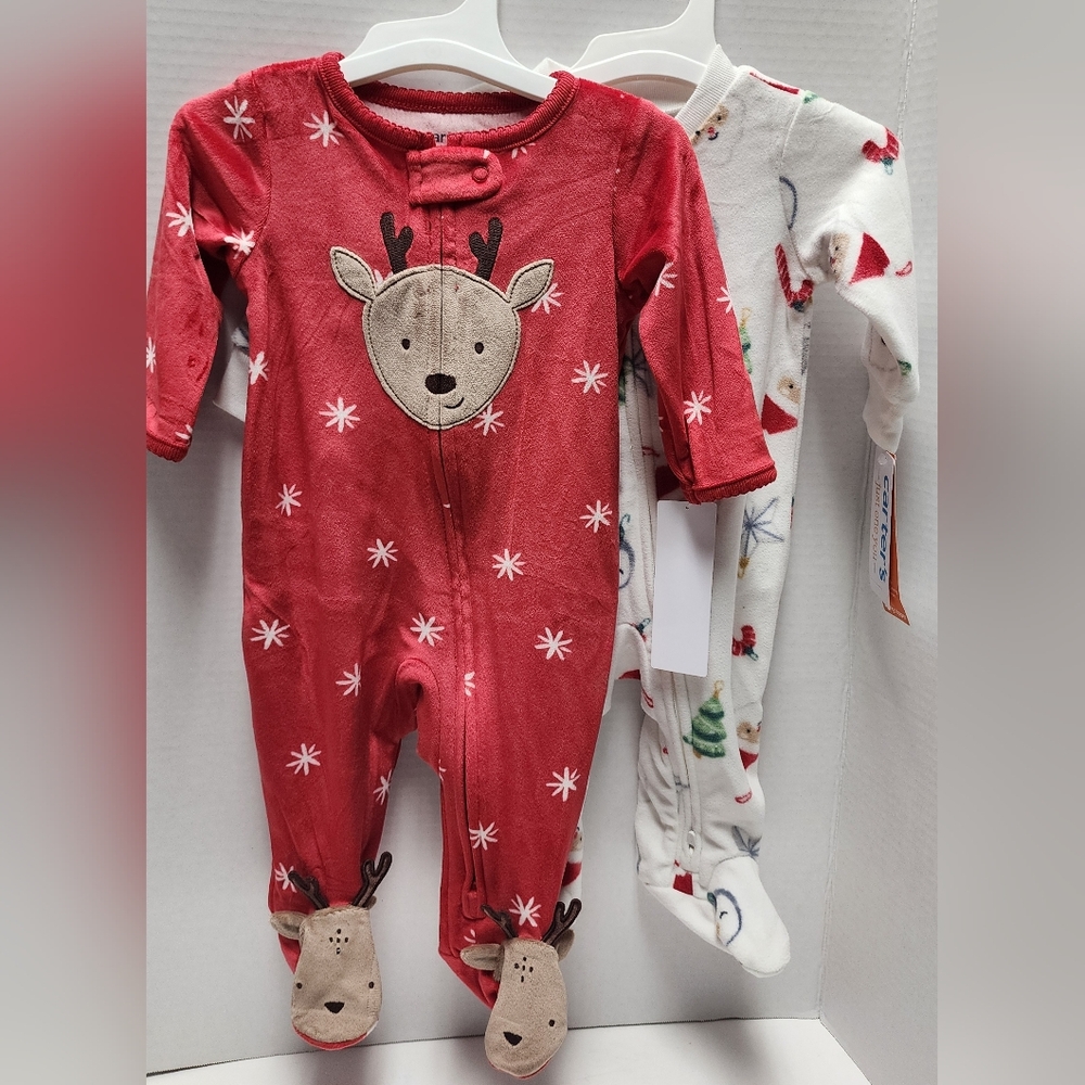 3 months Baby 2 Piece Christmas Pajamas Pjs Red White Santa Reindeer Soft NWT